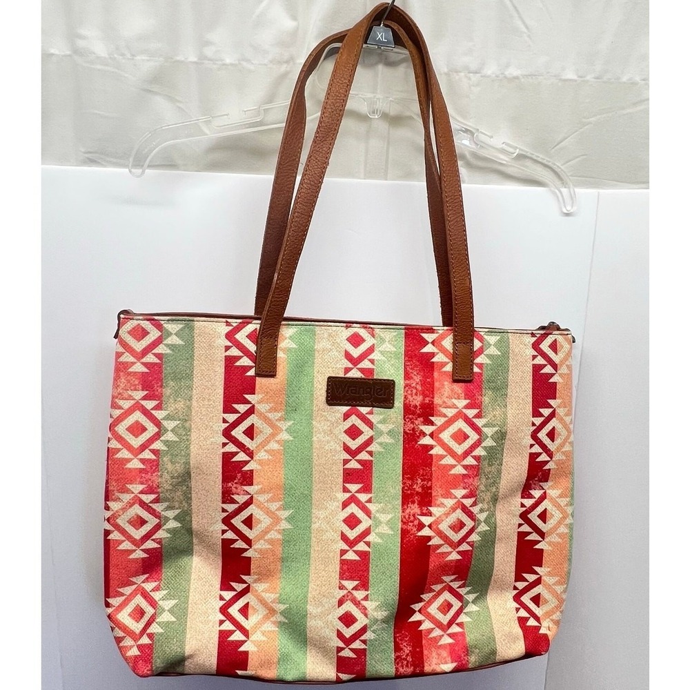 Wrangler Southwestern Aztec Canvas Tote Boho Tribal Western Rustic Canvas